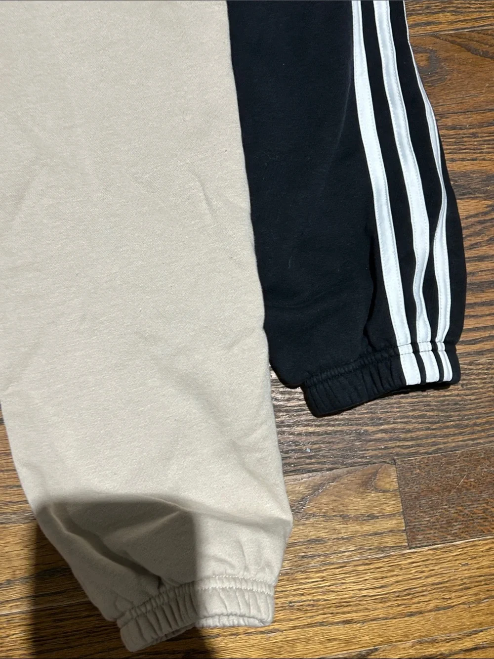 2 Pair 10/12 adidas Kids Beige and Black Jogger Sweatpants